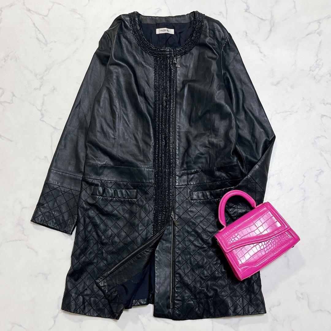 【週末限定価格】 素敵 ✨インゲボルグ ラムレザーロングコート キルティング