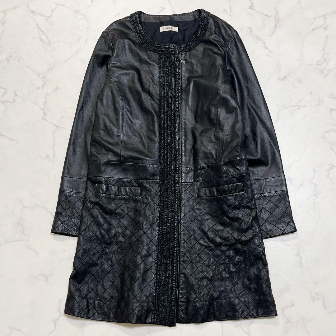 【週末限定価格】 素敵 ✨インゲボルグ ラムレザーロングコート キルティング