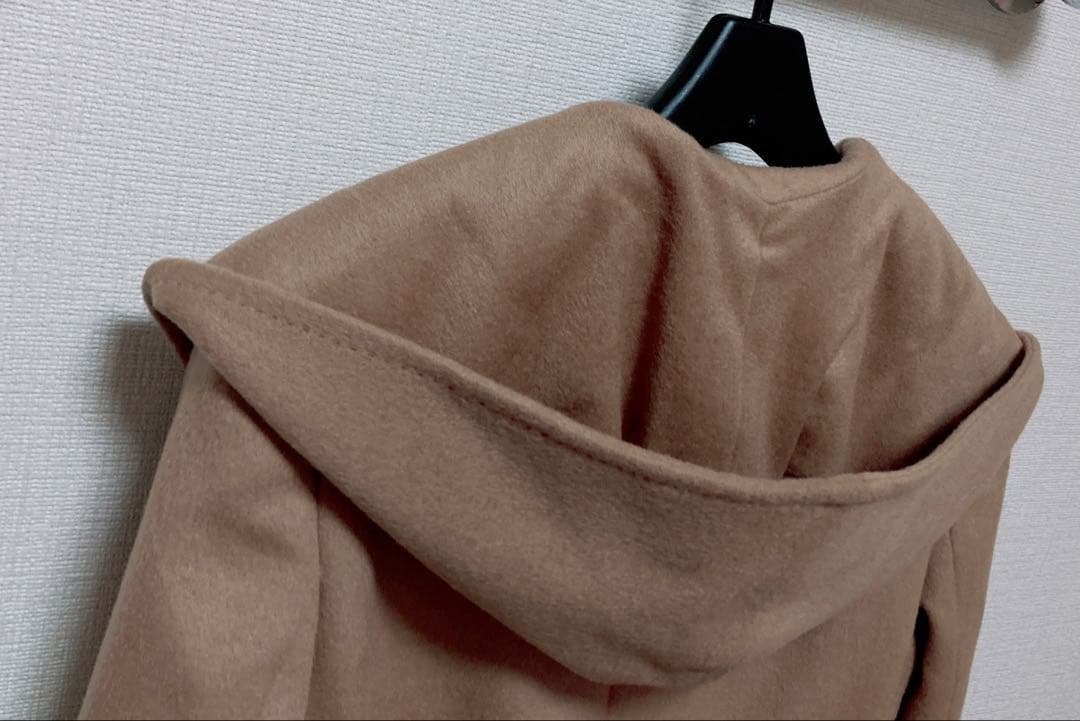 美品　23区　羊毛✖️アンゴラ　ビーバーフーデットコート　キャメル40 Lサイズ