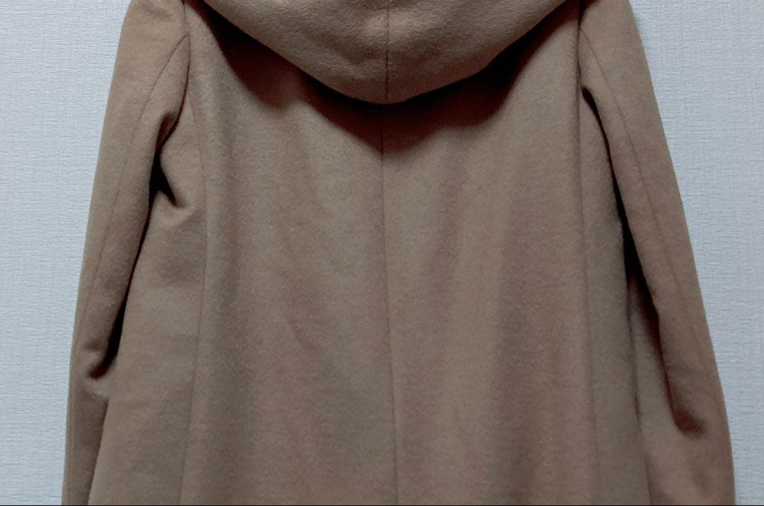 美品　23区　羊毛✖️アンゴラ　ビーバーフーデットコート　キャメル40 Lサイズ