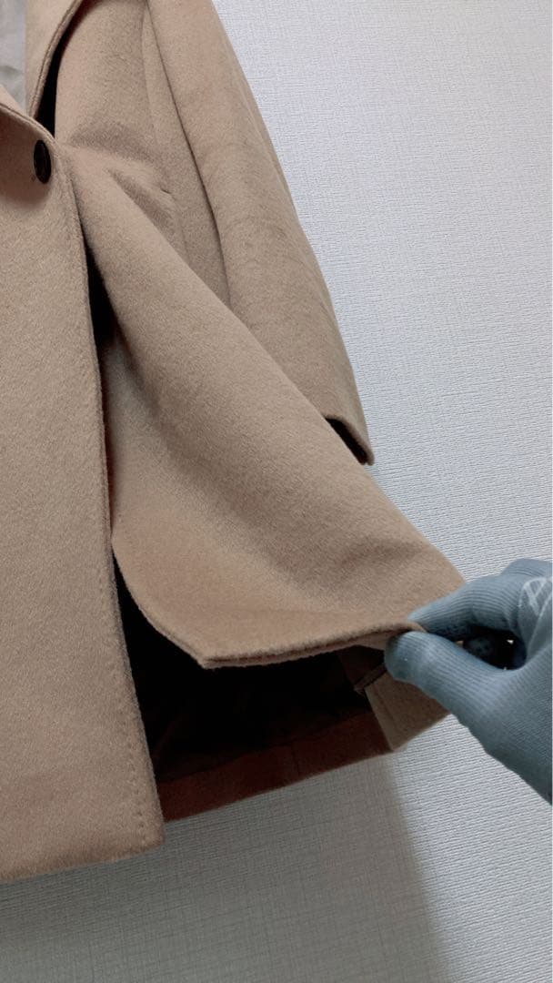 美品　23区　羊毛✖️アンゴラ　ビーバーフーデットコート　キャメル40 Lサイズ