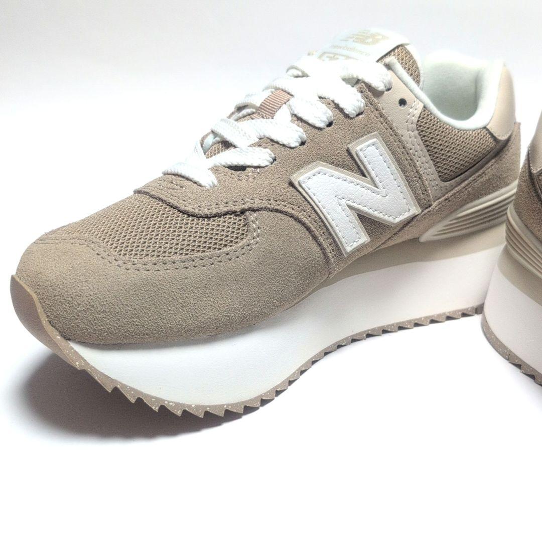 ニューバランス WL574ZSM 24cmレディース厚底スニーカー ブラウン