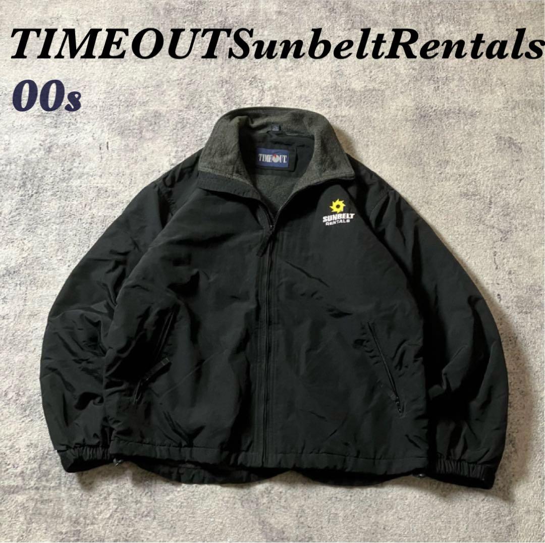 00sTIMEOUTウォームアップジャケット企業刺繍ナイロンジャケット黒ブラック