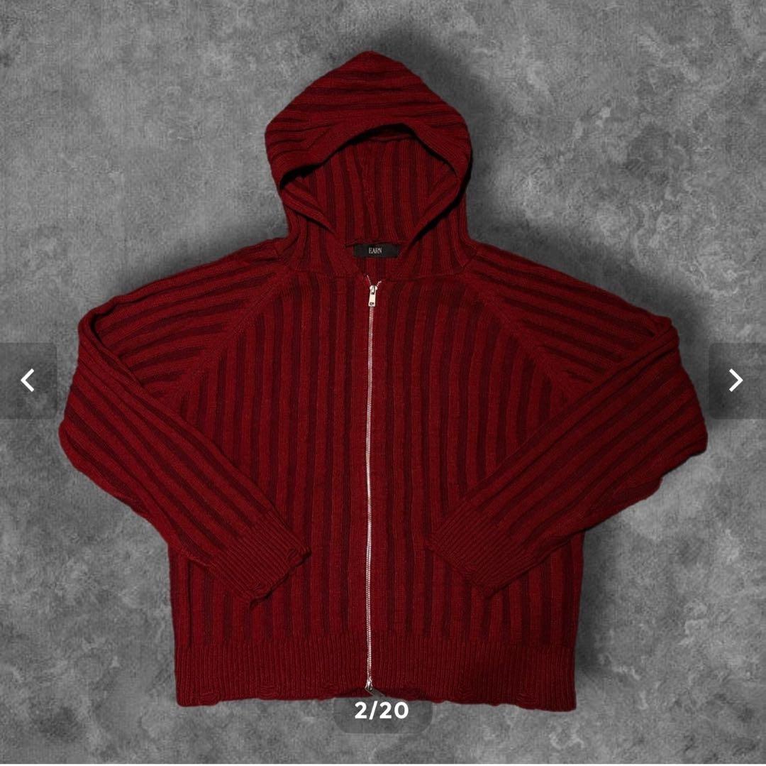 トップス RADIANT ribknit zip damage hoodie