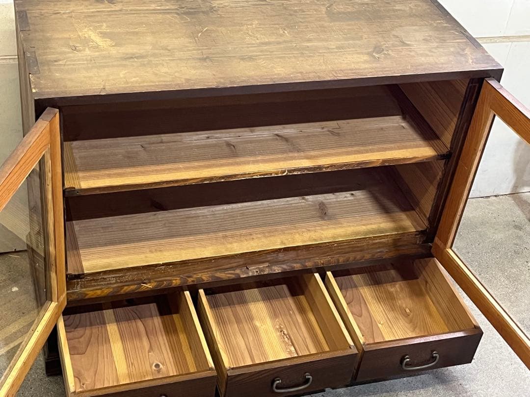 昭和レトロ　木製キャビネット 陳列ケース 収納庫 飾り棚 水屋箪笥 店舗什器