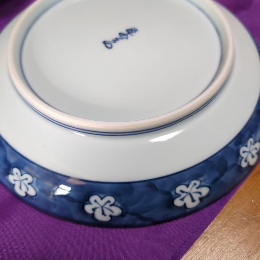 源右衛門、古染風梅紋皿大皿５枚、箱入りセットに