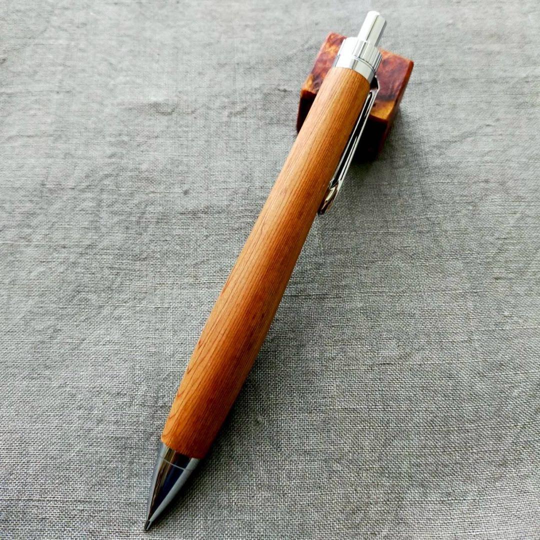 伊勢神宮　御山杉　ハンドメイド　木軸シャープペン　0.5mm　天然木　シルバー