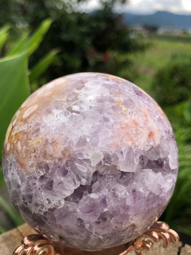 ✳超レア　70mm 綺麗　紫ピンク　アメジスト　桜瑪瑙　笑口　玉　天然石