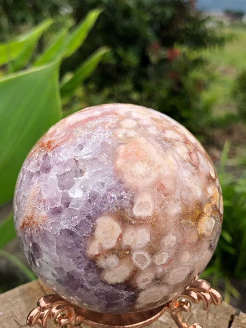 ✳超レア　70mm 綺麗　紫ピンク　アメジスト　桜瑪瑙　笑口　玉　天然石