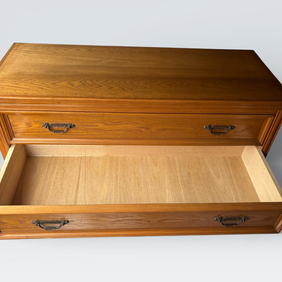 【送料込】英国アンティーク調 ローチェスト 3段 テレビ台 オーク 収納 家具