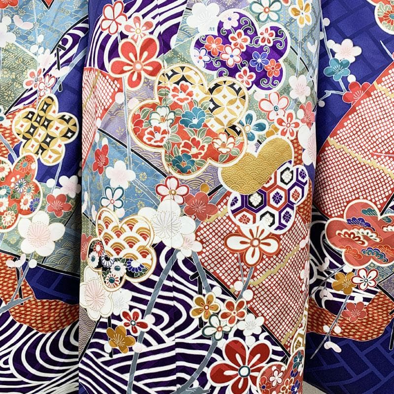 503z10.212y6.小物.半衿☆人気色 振袖 身幅広め 金彩 金駒刺繍 青