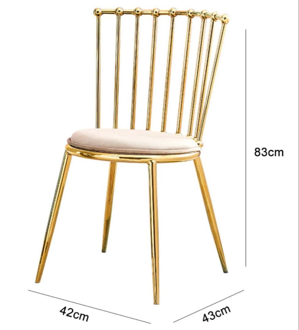 【新品】VeroMan ふんわりパイルのベルベットチェア★ホワイト×ゴールド