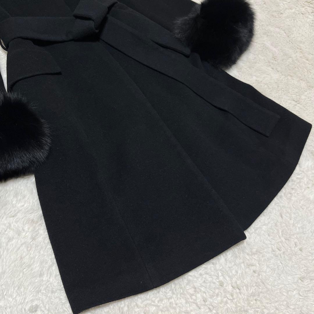 美品　ジーザスディアマンテ　プリンセスコート　ベルト　ファー　アンゴラ　花柄　黒