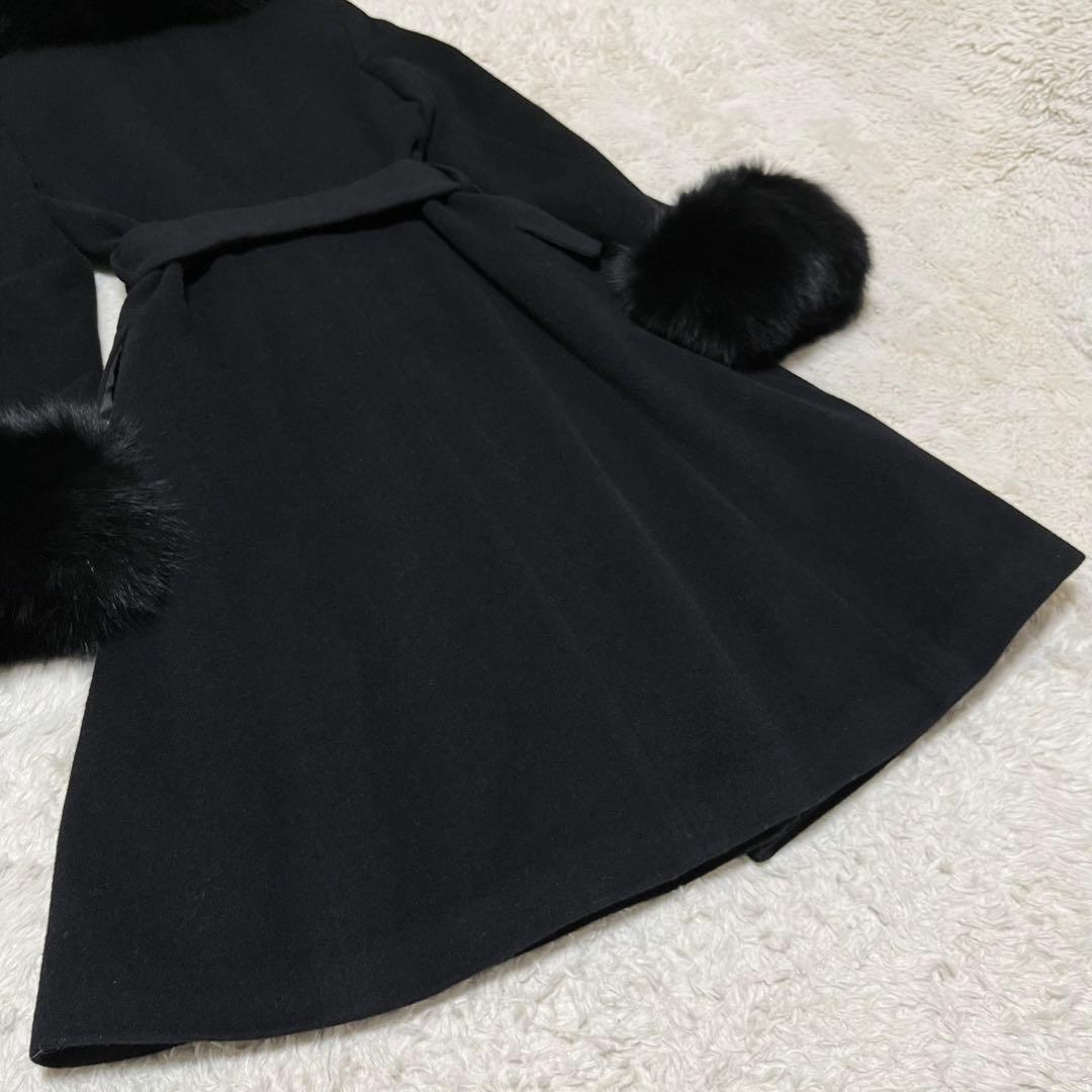 美品　ジーザスディアマンテ　プリンセスコート　ベルト　ファー　アンゴラ　花柄　黒