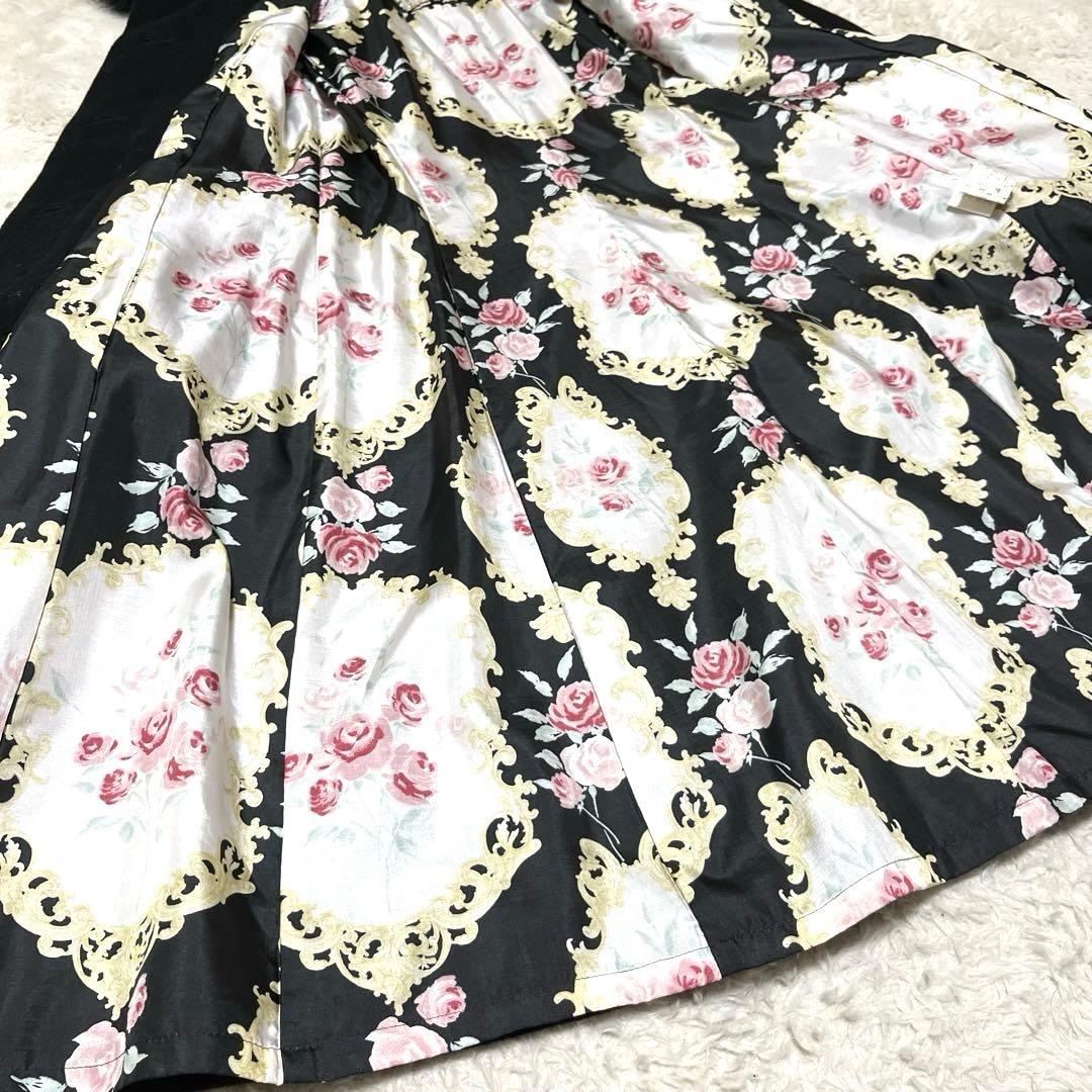 美品　ジーザスディアマンテ　プリンセスコート　ベルト　ファー　アンゴラ　花柄　黒