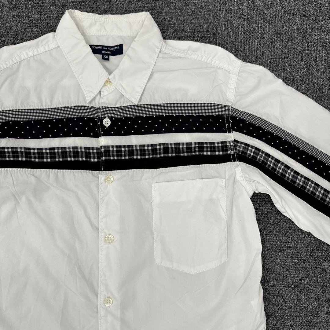 299コムデギャルソンオム　ホワイト ストライプ 長袖シャツ