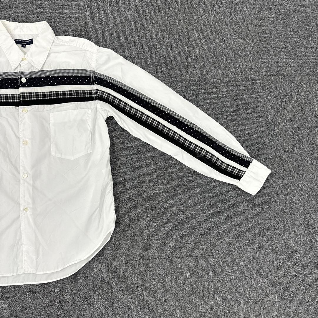 299コムデギャルソンオム　ホワイト ストライプ 長袖シャツ