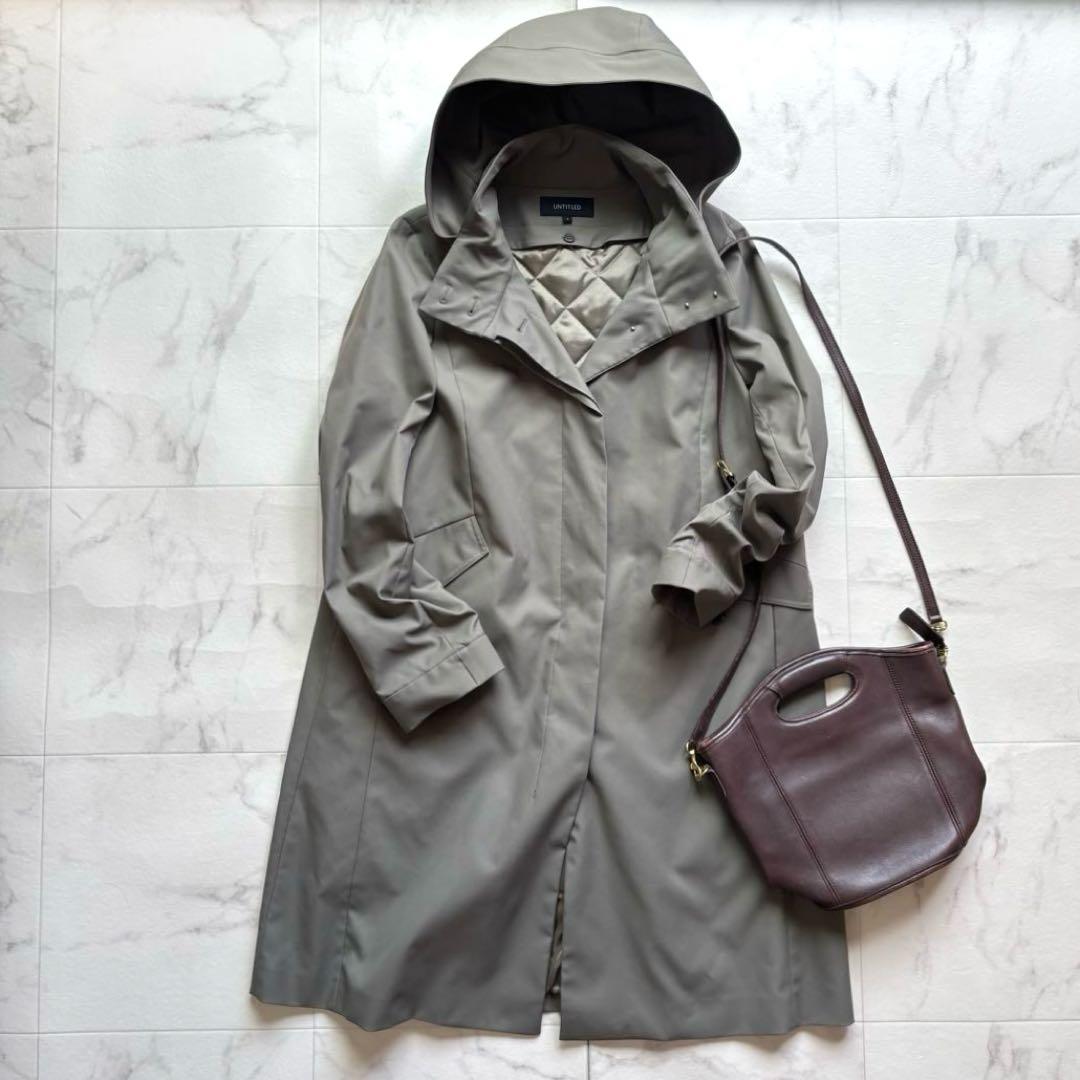 美品 アンタイトル 撥水 中綿ライナー付き2WAY フーデットコート サイズ3