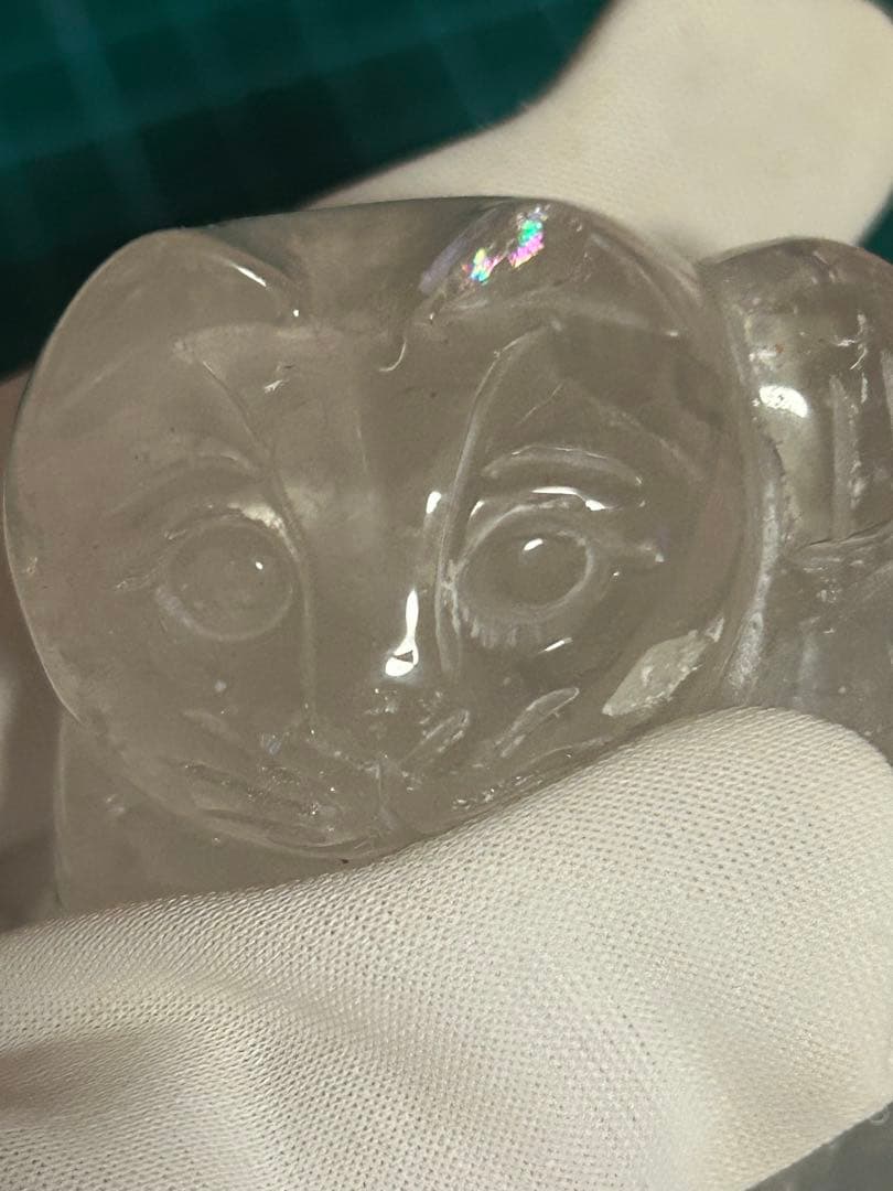 【天然石】ローズクォーツ アイリス水晶 ペア 招き猫 手彫り 開運 金運 来福❣️