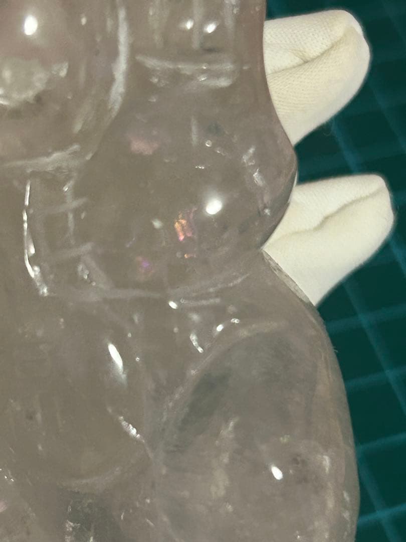 【天然石】ローズクォーツ アイリス水晶 ペア 招き猫 手彫り 開運 金運 来福❣️