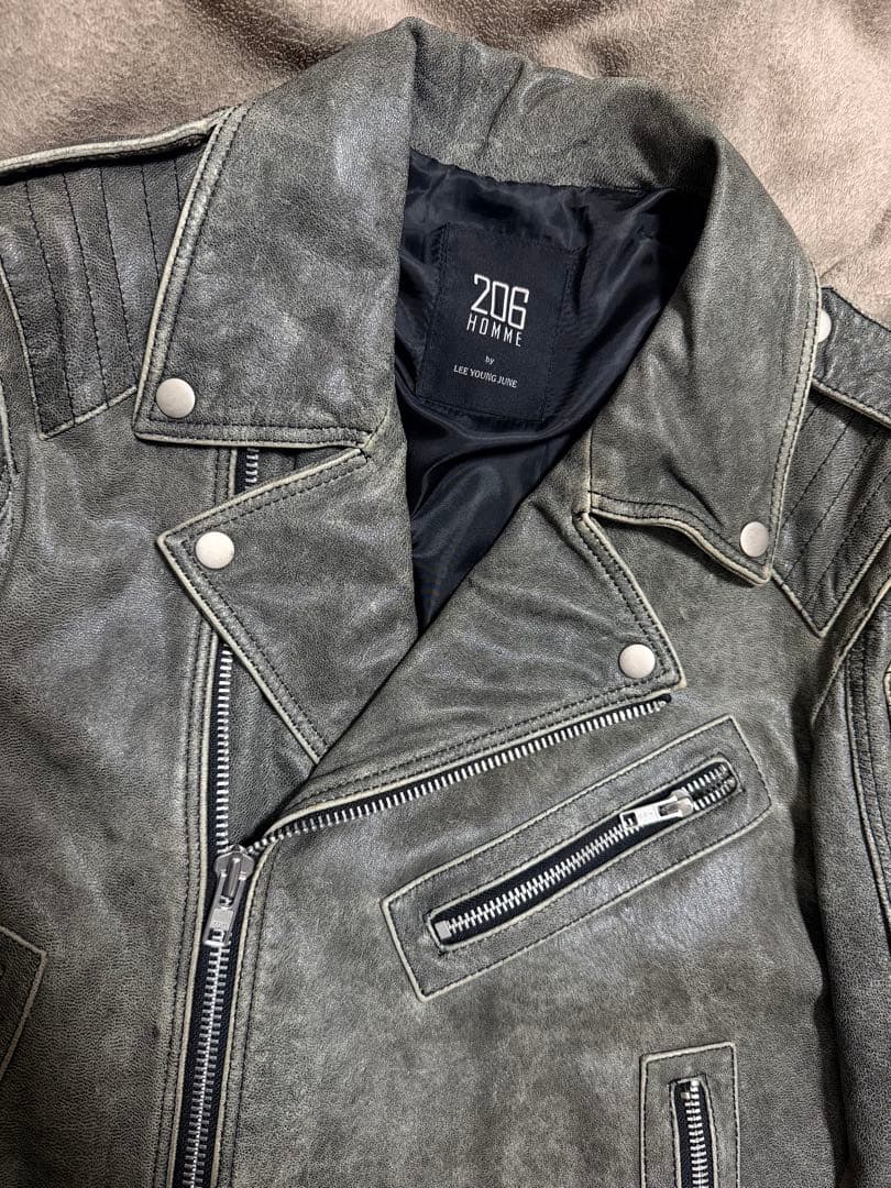 美品 206 HOMME グレー 限定 ヤギ革 レザーダブルライダースジャケット