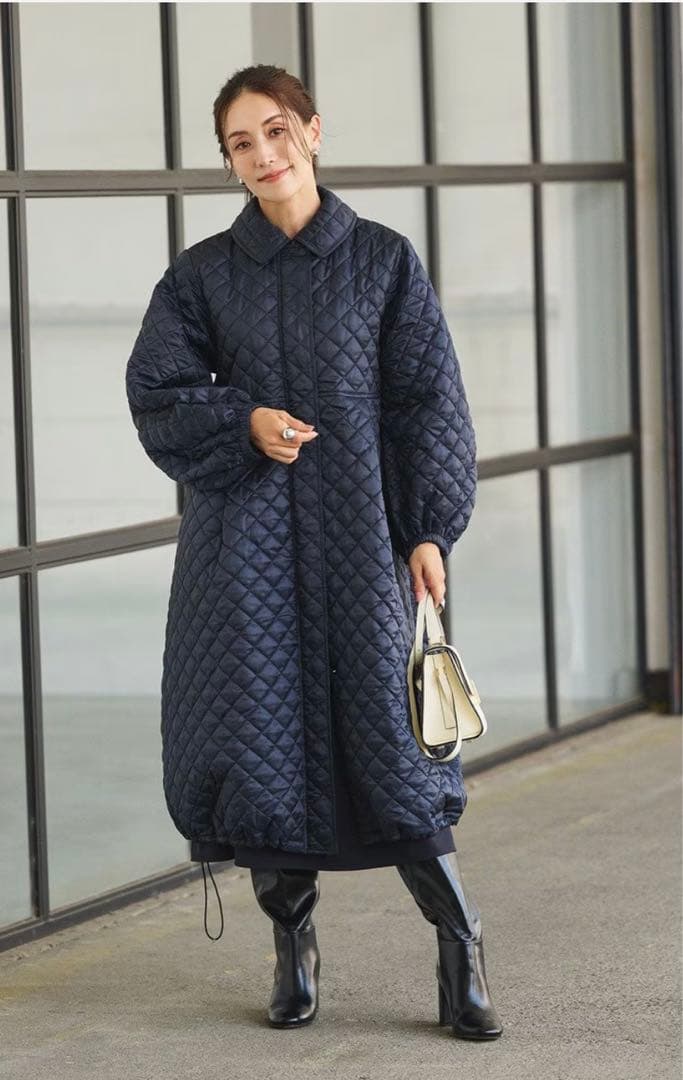 美品⭐︎亀恭子さんコラボ⭐︎オンワード#Newansキルティングロングコート0サイズ