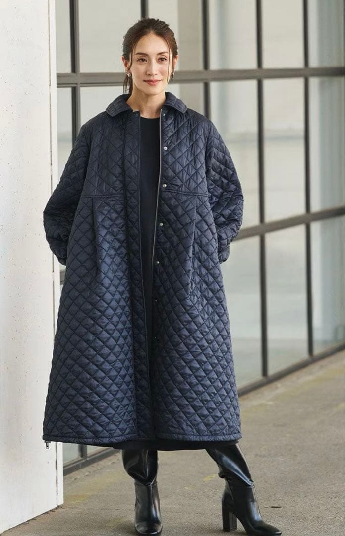 美品⭐︎亀恭子さんコラボ⭐︎オンワード#Newansキルティングロングコート0サイズ