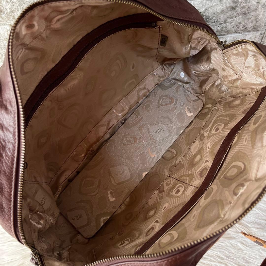 【極美品】イビサ　ぞう親子モチーフ　レザー　ボストンバッグ