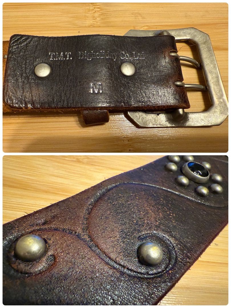 ⭐️TMT⭐️フラワースタッズ⭐️ブラックストーン⭐️ブラックレザー(茶芯)⭐️M