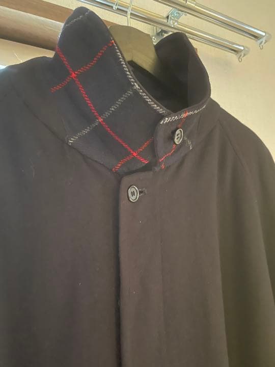 Burberrys'イングランド製ウールコート　ネイビーチェック