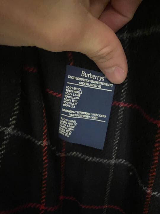 Burberrys'イングランド製ウールコート　ネイビーチェック