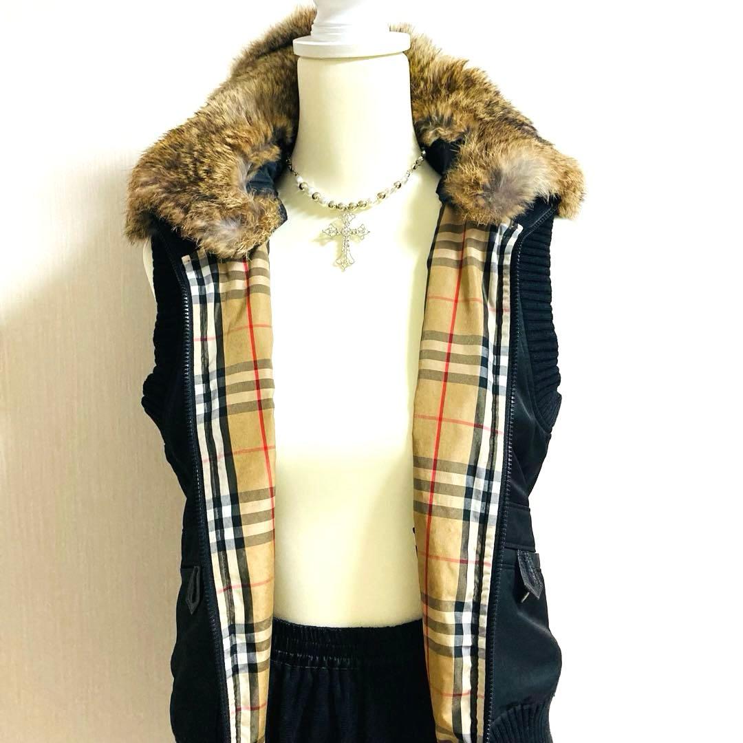 バーバリー　BURBERRY LONDON ファー付きベスト
