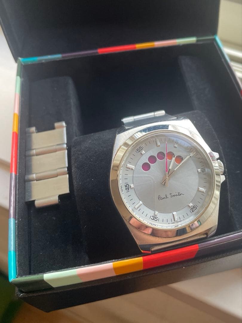 【電池新品美品】ポールスミス腕時計40㎜シルバーファイブアイズ、メンズレディース