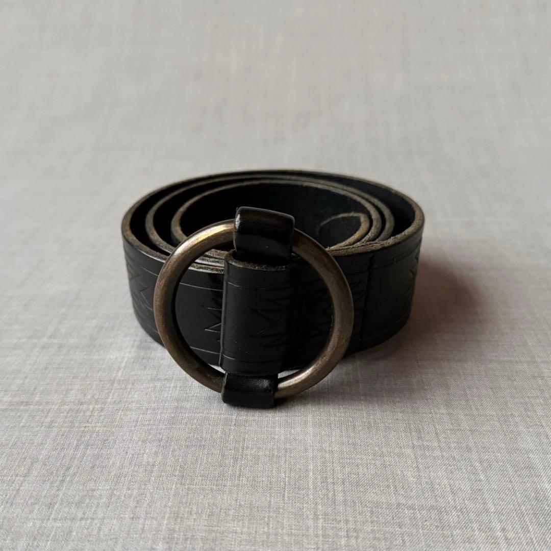 【希少】RALPH LAUREN ネイティブ柄 レザーベルト ブラック