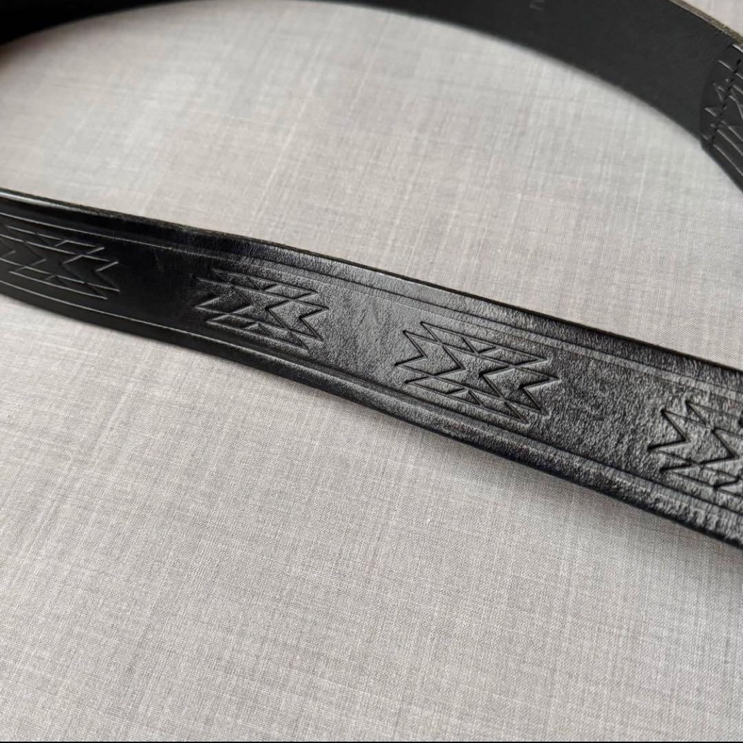 【希少】RALPH LAUREN ネイティブ柄 レザーベルト ブラック