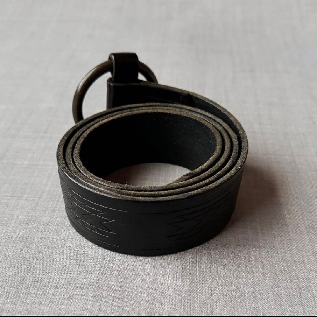 【希少】RALPH LAUREN ネイティブ柄 レザーベルト ブラック