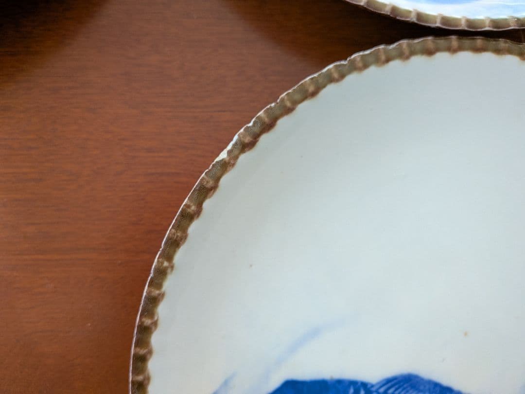 m*0様 青い鯉の絵柄の皿 イゲ皿 直径約24cm 10枚セット アンティーク