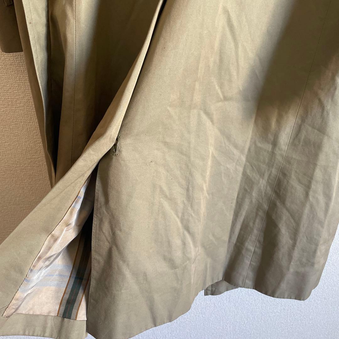 80's90's【バーバリー】ダブルトレンチコート 玉虫色オリーブ ビジネスL