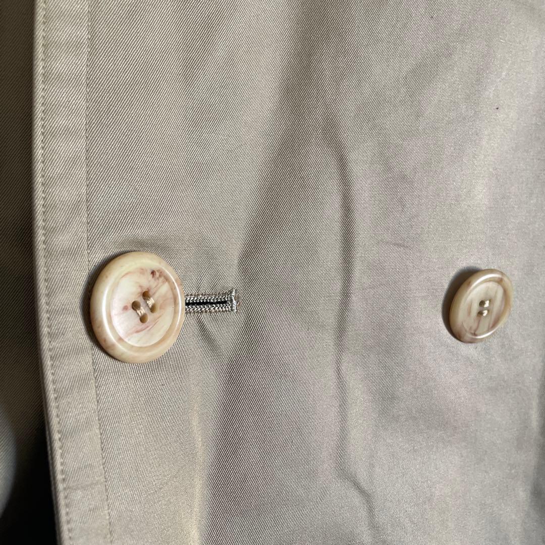 80's90's【バーバリー】ダブルトレンチコート 玉虫色オリーブ ビジネスL