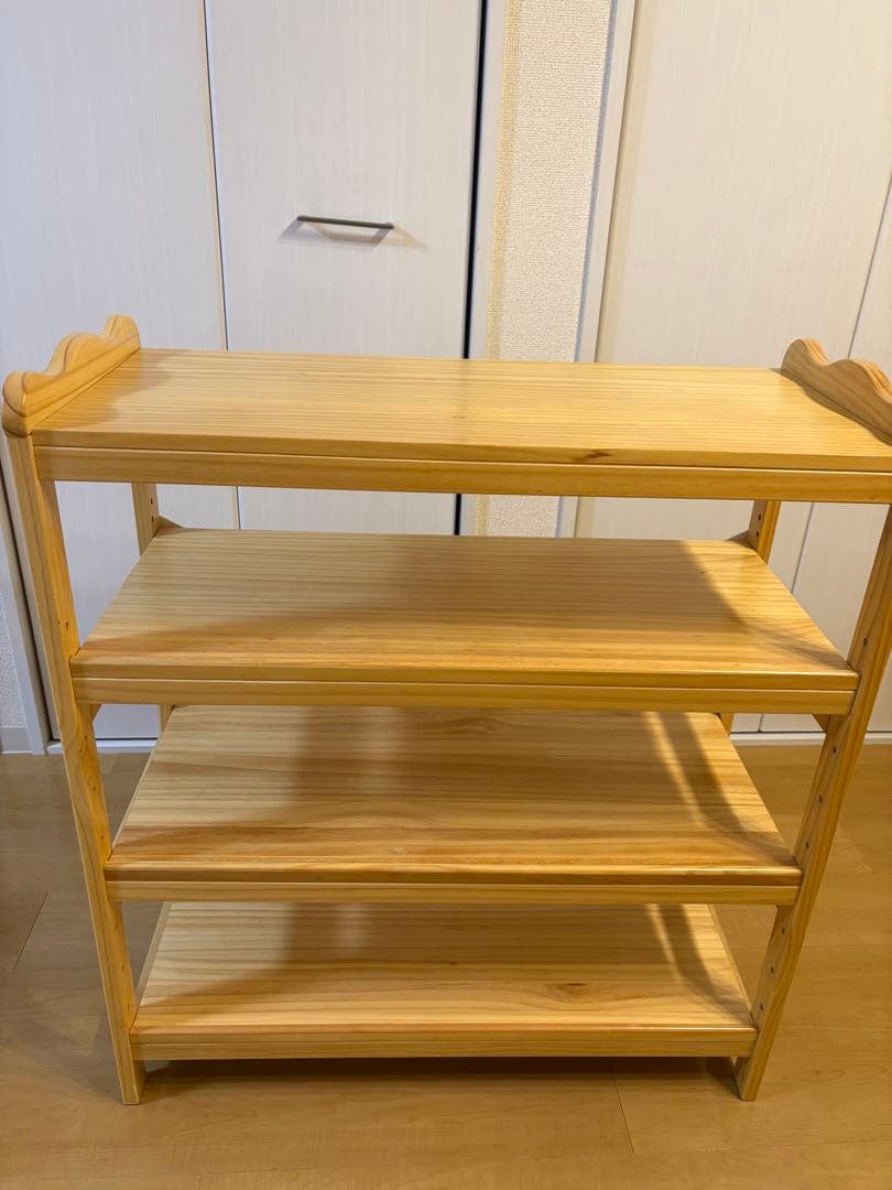 木製4段ラック 自然な木の仕上げ