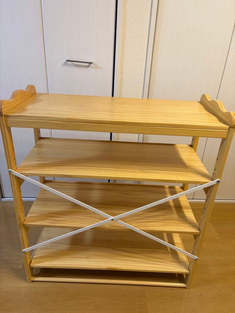 木製4段ラック 自然な木の仕上げ