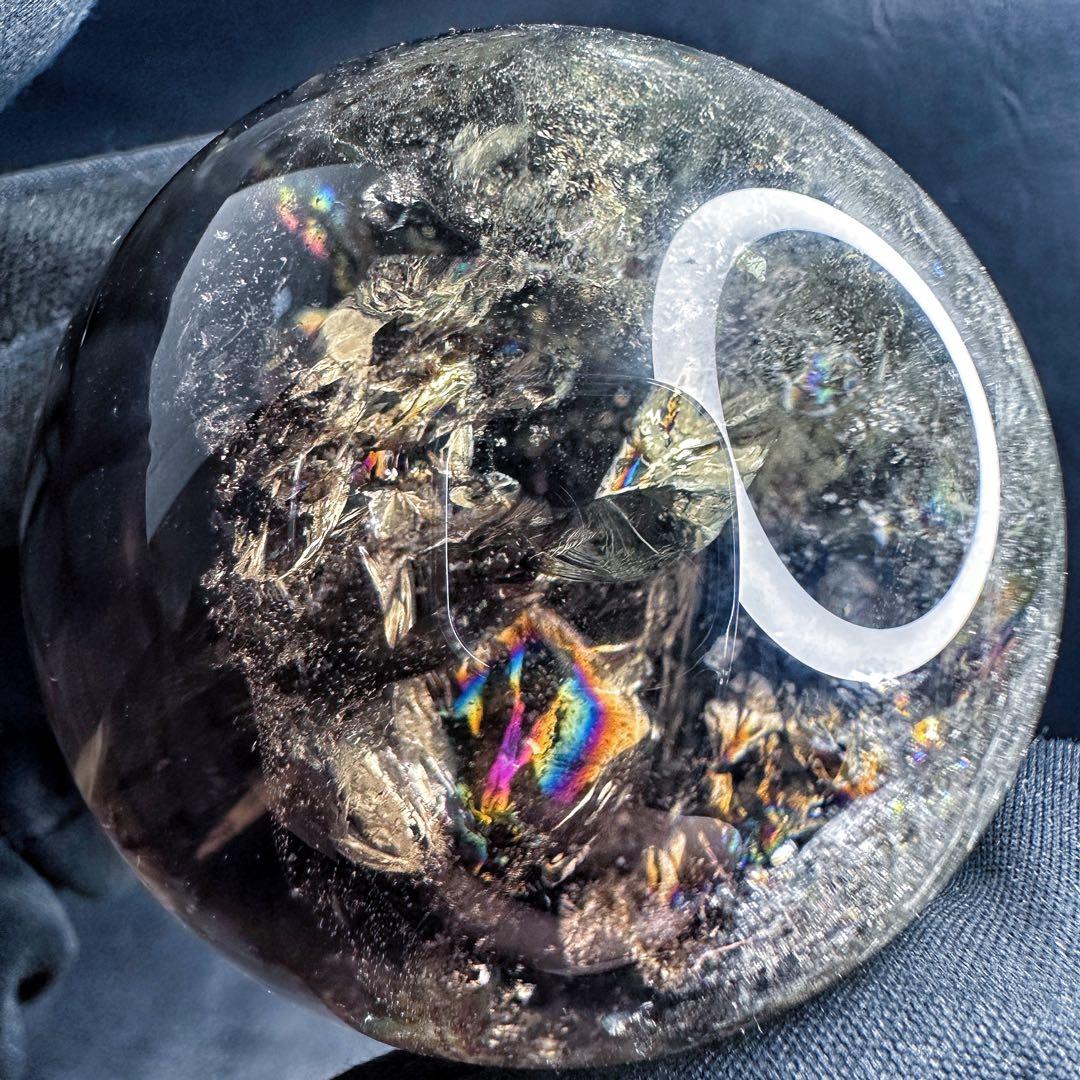 【開運·魔除 】別格高級品❗️ファントムレインボースモーキークォーツ丸玉A1389