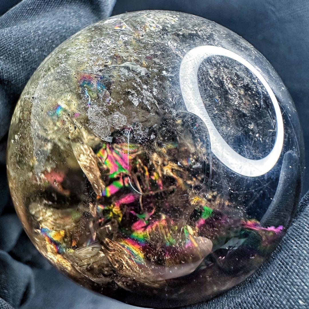 【開運·魔除 】別格高級品❗️ファントムレインボースモーキークォーツ丸玉A1389