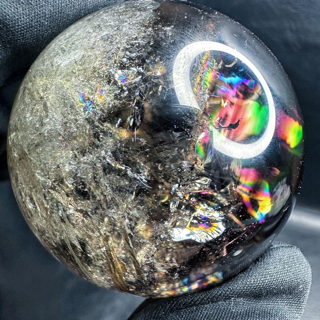 【開運·魔除 】別格高級品❗️ファントムレインボースモーキークォーツ丸玉A1389