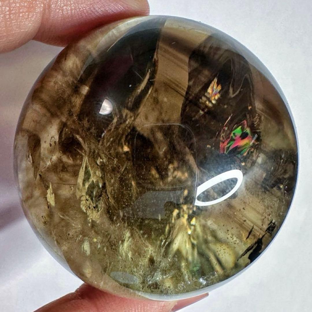 【開運·魔除 】別格高級品❗️ファントムレインボースモーキークォーツ丸玉A1389