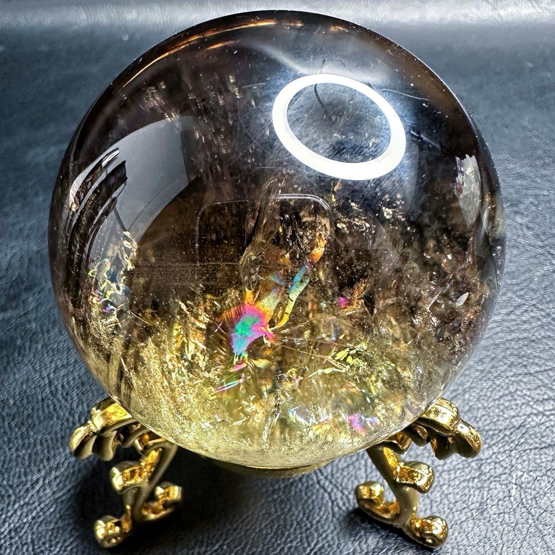 【開運·魔除 】別格高級品❗️ファントムレインボースモーキークォーツ丸玉A1389