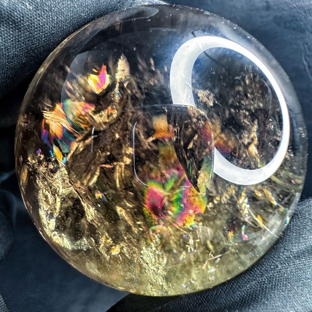 【開運·魔除 】別格高級品❗️ファントムレインボースモーキークォーツ丸玉A1389