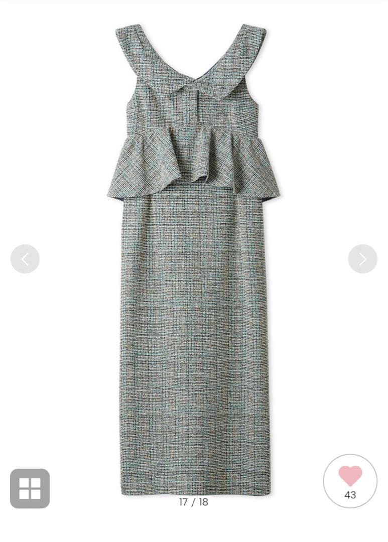 リリーブラウン ツイードペプラムワンピース BLU 試着のみタグ付き