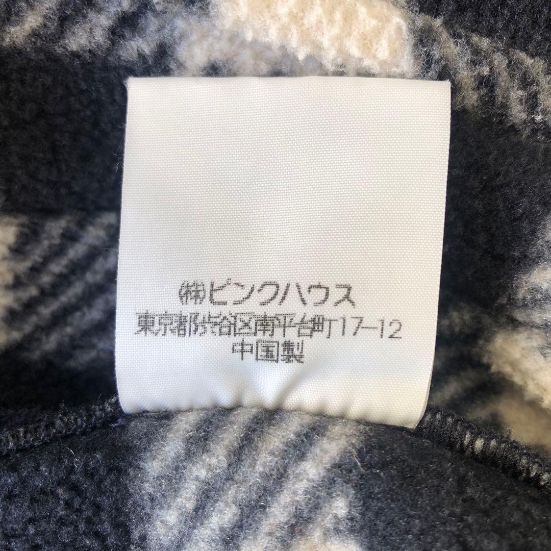 ピンクハウス　ダッフルコート　ゆったりシルエット　ブランドロゴ刺繍　チェック柄