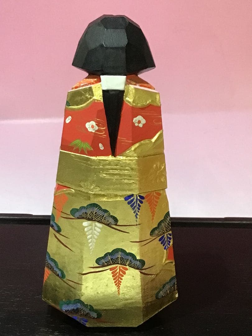 12398 奈良 一刀彫 雛人形 立雛 南部 山脇利精 金彩 木彫 美品